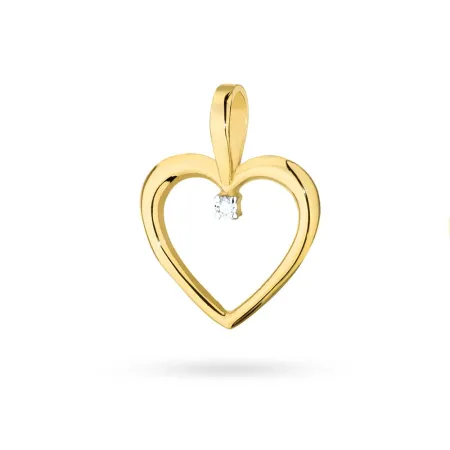 ZAWIESZKA SERCE DIAMENT PRÓBA 585 BIAŁE ZŁOTO