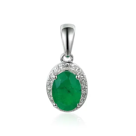 Zawieszka Białe Złoto Szmaragd Diamenty pr 585