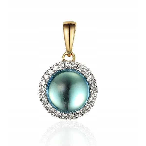 ZAWIESZKA ZŁOTA TOPAZ DIAMENTY PRÓBA 585