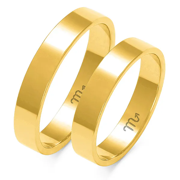 ZŁOTE 14K ŚLUBNE OBRĄCZKI PŁASKIE 5mm A-112