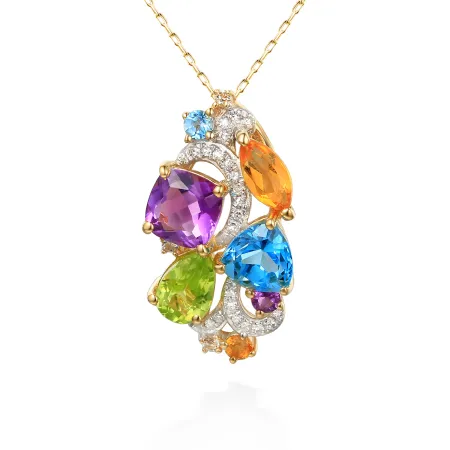 Zawieszka 14K Ametyst Cytryn Topaz Perydot Diament