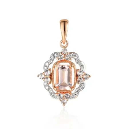 ZAWIESZKA DUŻY MORGANIT BIAŁY TOPAZ DIAMENTY pr585