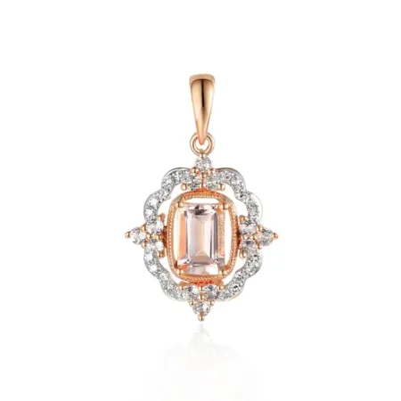 ZAWIESZKA MORGANIT BIAŁY TOPAZ DIAMENTY PRÓBA 585