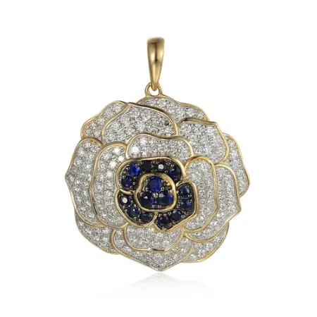 Złota Elegancka Zawieszka Szafir Diamenty pr 585