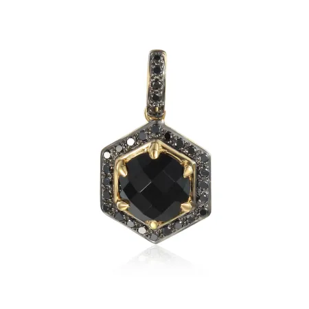 Złota Zawieszka Agat Czarne Diamenty Próba 585