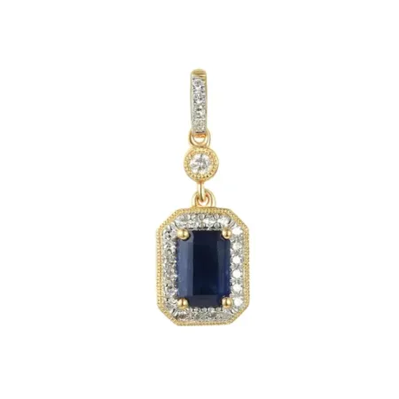 ZŁOTA ZAWIESZKA SZAFIR DIAMENTY PRÓBA 585