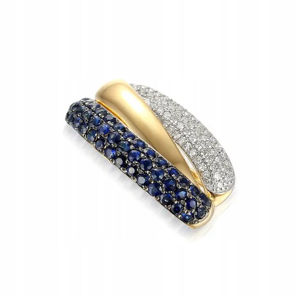 ZŁOTA ELEGANCKA 585 ZAWIESZKA SZAFIR DIAMENTY