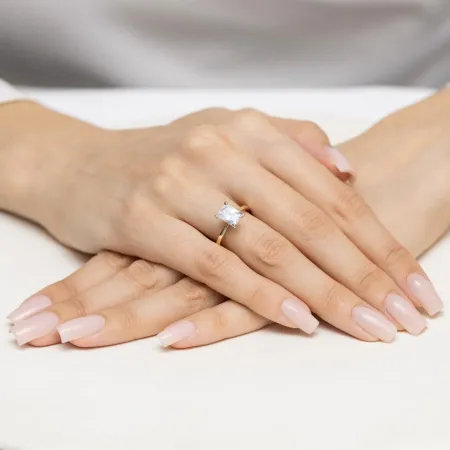 Złoty Pierścionek z Diamentem LAB Oktagon 2,00ct