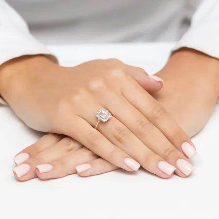 Złoty Pierścionek z Diamentami LAB Oktagon 1,00ct