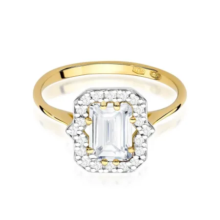 Złoty Pierścionek z Diamentami LAB Oktagon 1,00ct