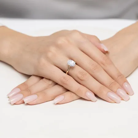 Złoty Pierścionek Diamentem LAB Owal 2,00ct