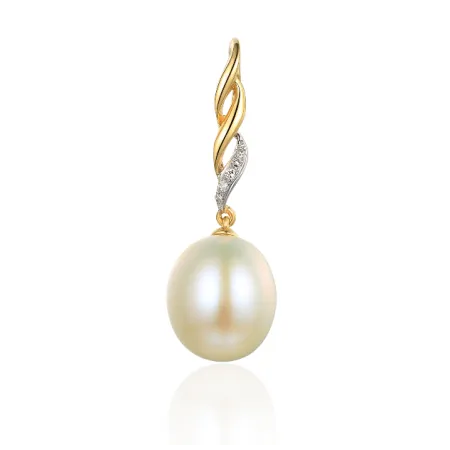 ZŁOTA ELEGANCKA ZAWIESZKA PERŁA DIAMENTY PREZENT