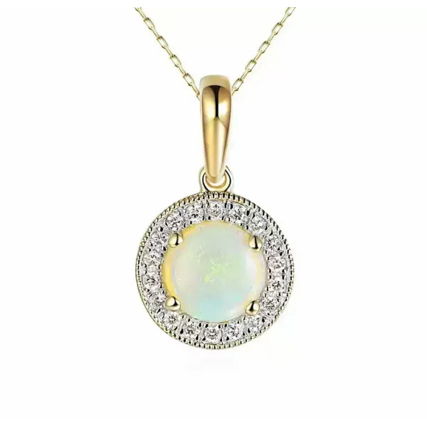 Złota Zawieszka Opal i Diamenty Próba 585