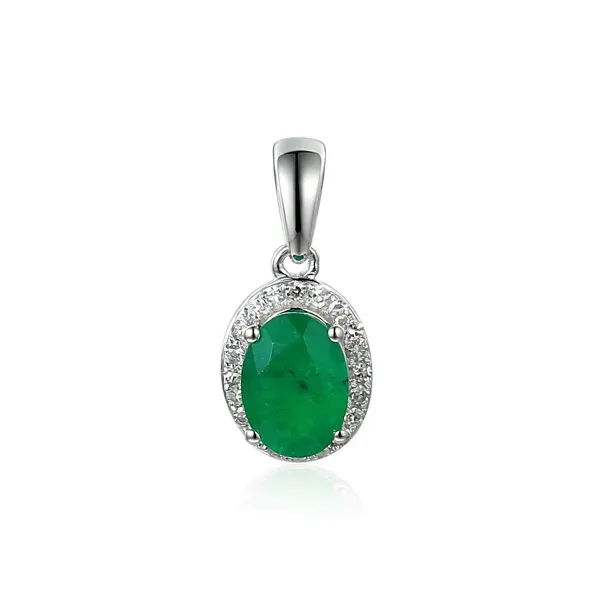 Zawieszka Białe Złoto Szmaragd Diamenty pr 585