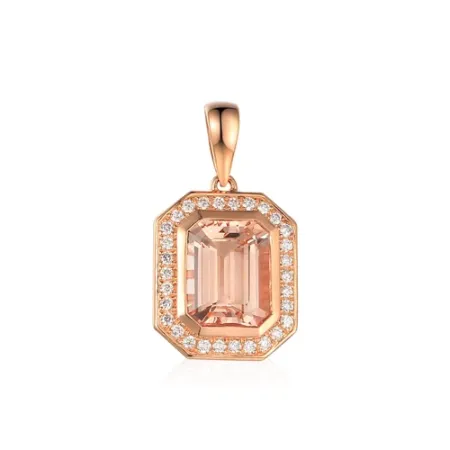 RÓŻOWA ZAWIESZKA PRÓBA 585 MORGANIT DIAMENTY