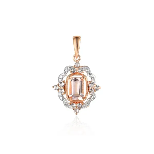 ZAWIESZKA DUŻY MORGANIT BIAŁY TOPAZ DIAMENTY pr585