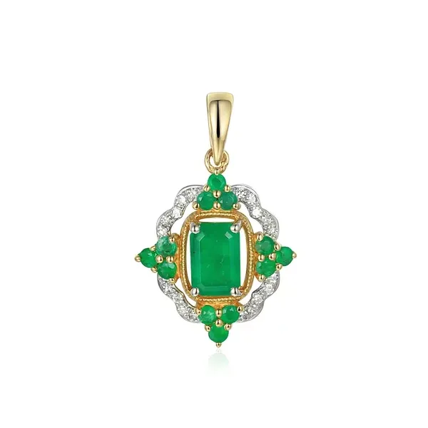 ZŁOTA ZAWIESZKA 14K SZMARAGDY DIAMENTY