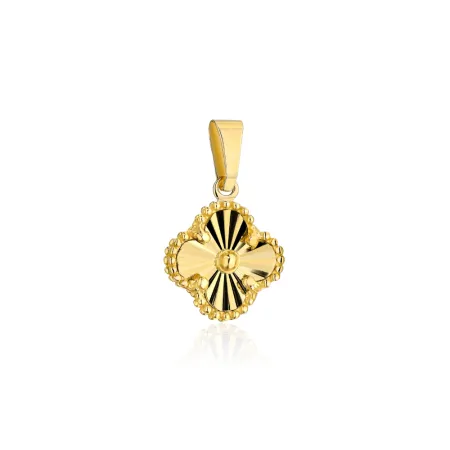 Złota Zawieszka Koniczynka Diamentowana 6mm