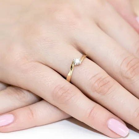 Pierścionek Białe Złoto 585 Brylant 0,20ct Grawer