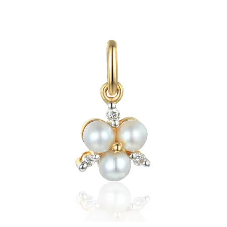Złota Elegancka Zawieszka Perły Diamenty Próba 585