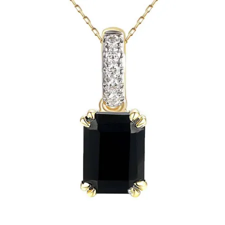 ZAWIESZKA CZARNY AGAT I DIAMENTY pr 585