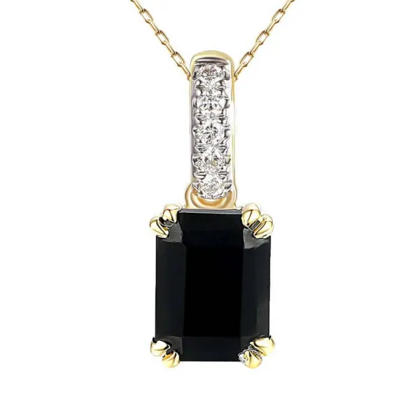 ZAWIESZKA CZARNY AGAT I DIAMENTY pr 585