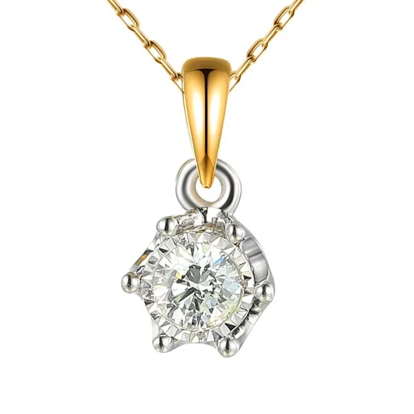 Złota 585 Zawieszka z Diamentem 0,18ct Elegancka