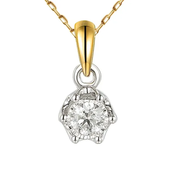 Złota 585 Zawieszka z Diamentem 0,14ct Elegancka