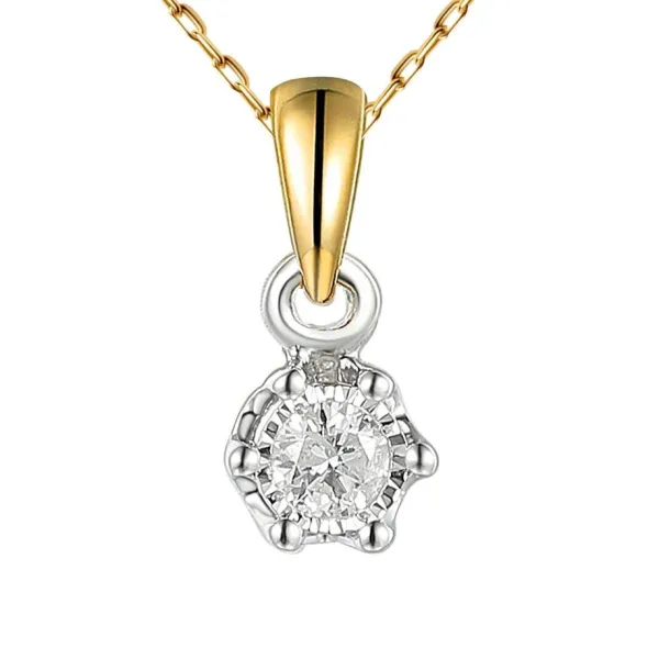 Złota 585 Zawieszka z Diamentem 0,08ct Elegancka