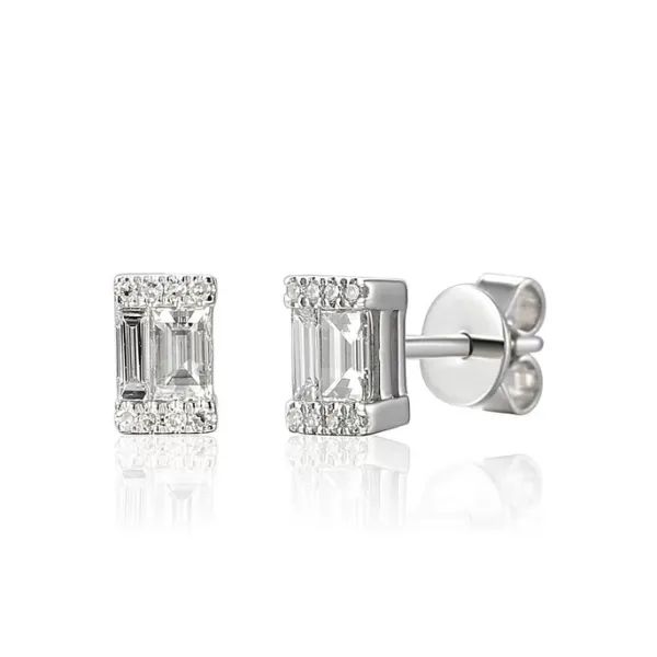 Kolczyki 14K Diamenty w Białym Złocie Sztyft