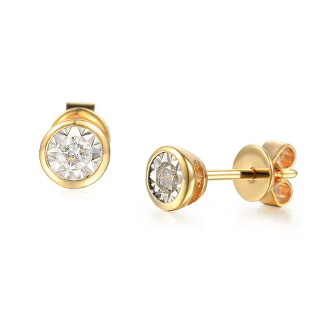ZŁOTE KOLCZYKI Z DIAMENTAMI 585 SZTYFT 0,17ct