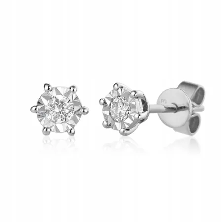 KOLCZYKI DIAMENTY 0,08 ct BIAŁE ZŁOTO PRÓBA 585