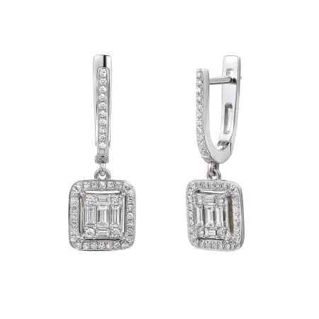 Eleganckie Kolczyki 585 Diamenty Białe Złoto