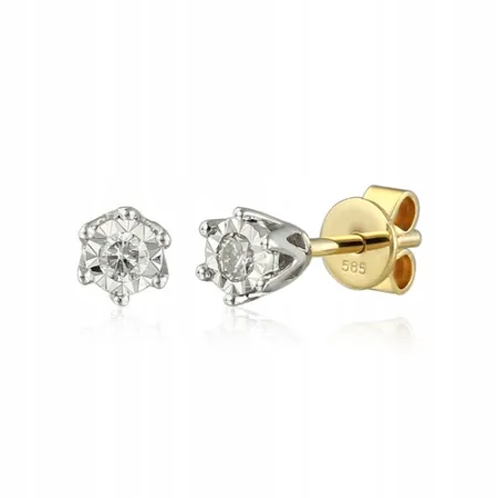 KOLCZYKI Z DIAMENTAMI 0,15ct ŻÓŁTO BIAŁE ZŁOTO 585