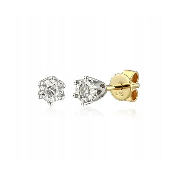 KOLCZYKI Z DIAMENTAMI 0,15ct ŻÓŁTO BIAŁE ZŁOTO 585