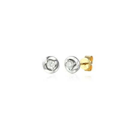 KOLCZYKI DIAMENTY 0,17ct ŻÓŁTO BIAŁE ZŁOTO sztyft