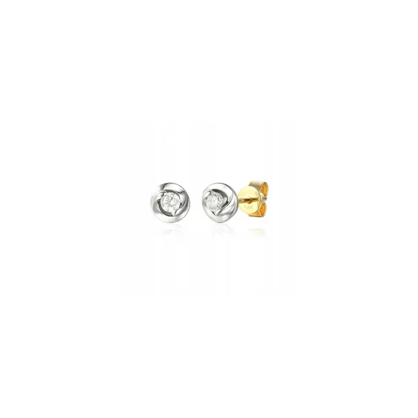 KOLCZYKI DIAMENTY 0,17ct ŻÓŁTO BIAŁE ZŁOTO sztyft