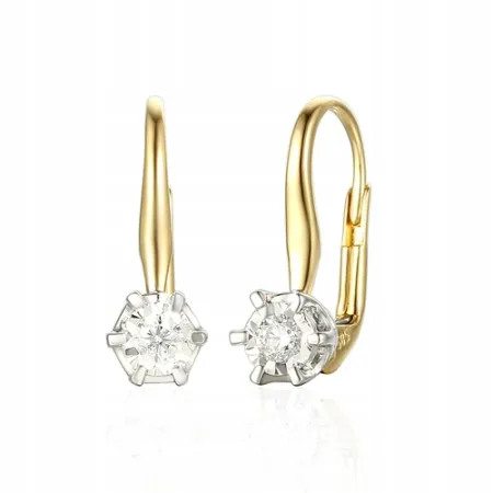 ZŁOTE 585 KOLCZYKI NATURALNE DIAMENTY 0.28ct