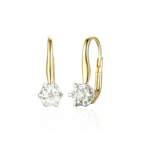 ZŁOTE 585 KOLCZYKI NATURALNE DIAMENTY 0.28ct