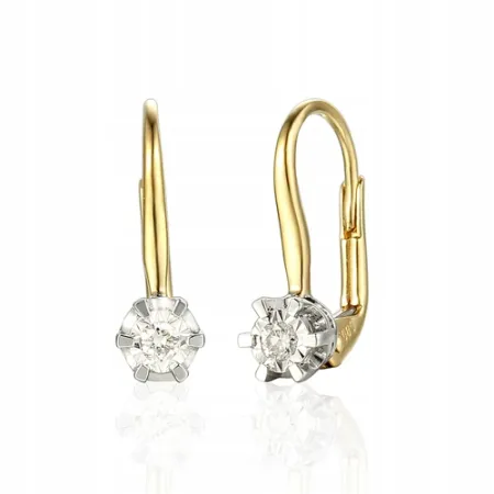 ZŁOTE KOLCZYKI 585 NATURALNE DIAMENTAMI 0.18ct 