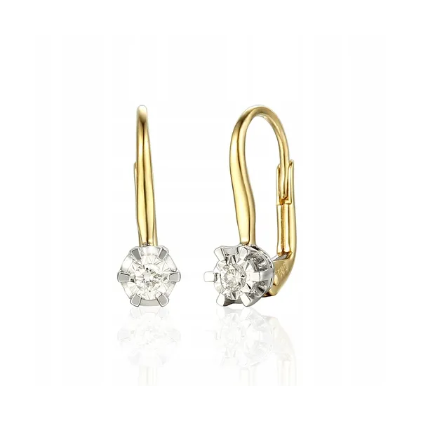 ZŁOTE KOLCZYKI 585 NATURALNE DIAMENTAMI 0.18ct 