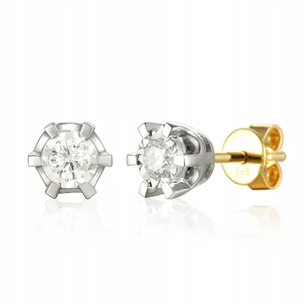 KOLCZYKI Z BRYLANTAMI 0,18ct SZTYFT PRÓBA 585