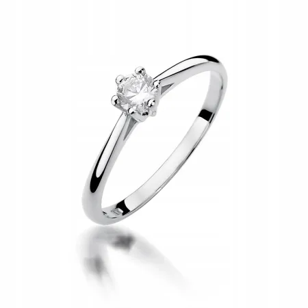 Złoty Pierścionek 585 Zaręczynowy Brylant 0,15ct