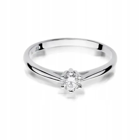 Złoty Pierścionek 585 Zaręczynowy Brylant 0,15ct