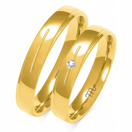 OBRĄCZKI 14K SOCZEWKA 4mm BRYLANT BIAŁE ZŁOTO