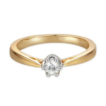 ZŁOTY 585 PIERŚCIONEK ZARĘCZYNOWY BRYLANT 0.08ct