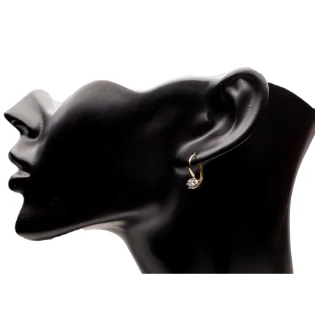 ZŁOTE KOLCZYKI 585 Z BRYLANTAMI 0,08ct PATENTKA