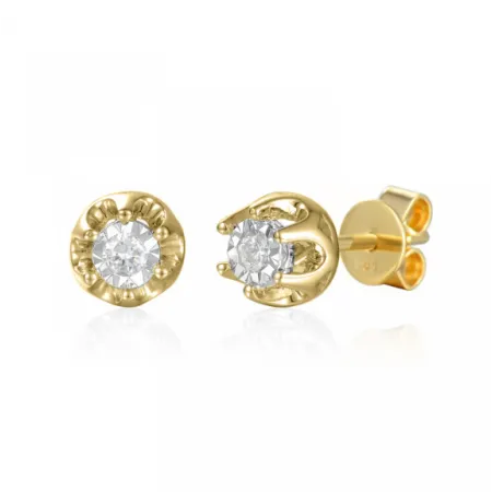 ZŁOTE 585 KOLCZYKI Z BRYLANTAMI 0,08ct SZTYFT