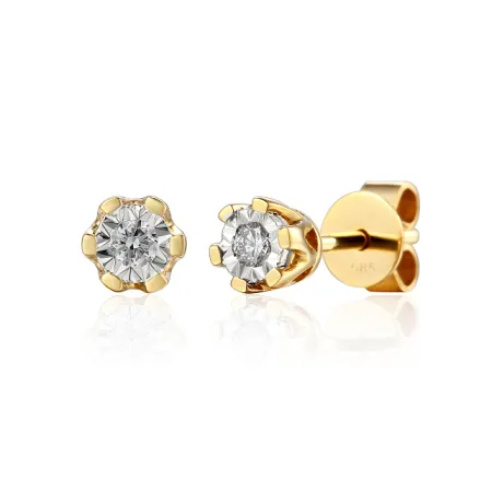 ZŁOTE KOLCZYKI 585 BRYLANTY 0,08ct SZTYFT ŻÓŁTE
