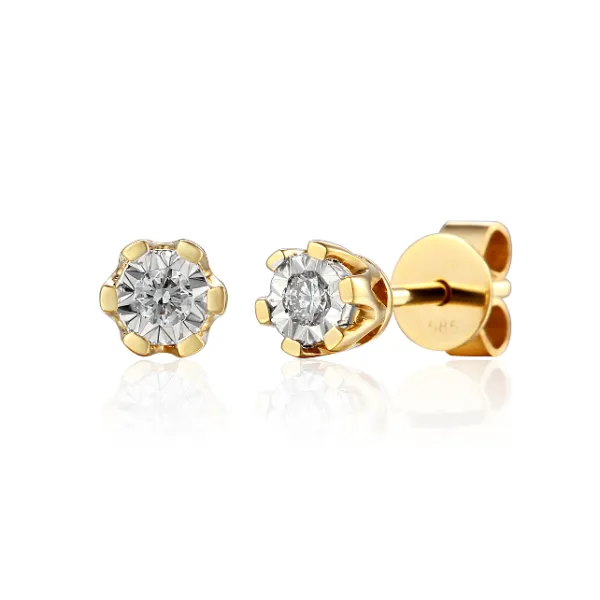 ZŁOTE KOLCZYKI 585 BRYLANTY 0,08ct SZTYFT ŻÓŁTE